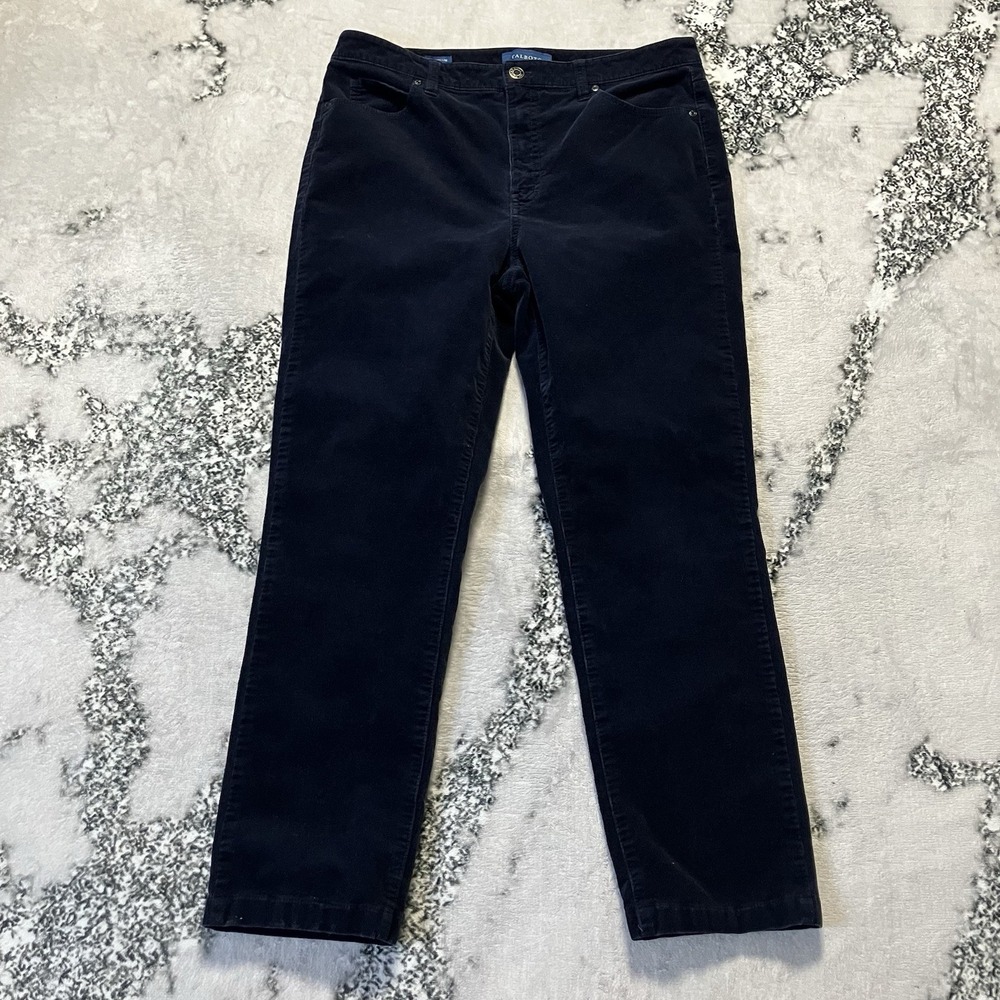Talbots Pants Womens Size 10 Navy Blue High Waist Straight Leg Mid‎ Rise